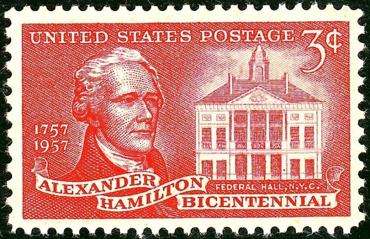 Alexander Hamilton bicentennial stamp, reading 
