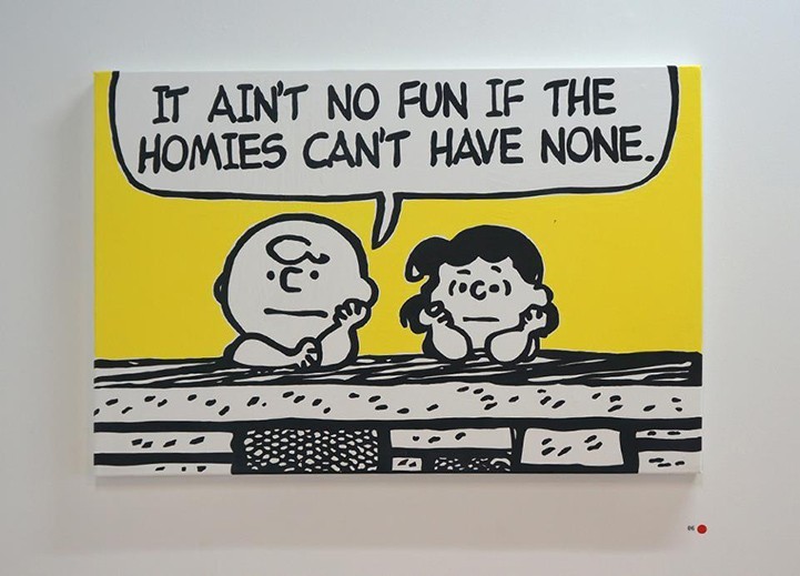 Charlie Brown speaks with a text balloon reading 