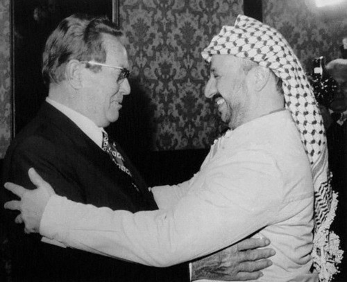 Tito with Yasser Arafat, getting ready to wrassle 