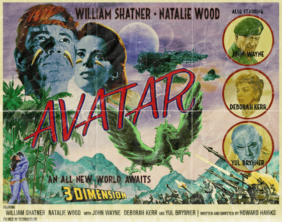 Faux-old poster for 'Avatar' starring William Shatner and Natalie Wood