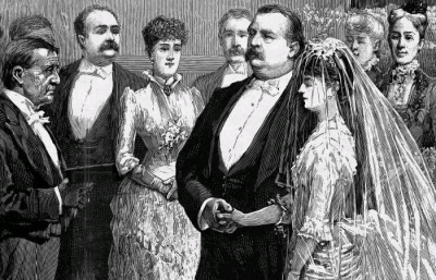 The marriage of Grover Cleveland and Frances Folsom. Drawing by T. de Thulstrup in Harper's Weekly for June 12, 1886. 
