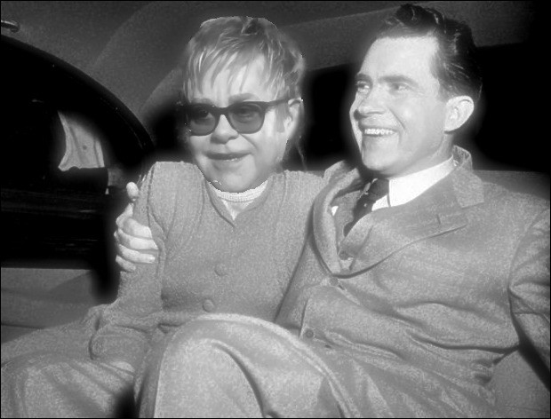 Richard Nixon (right) and unidentified companion