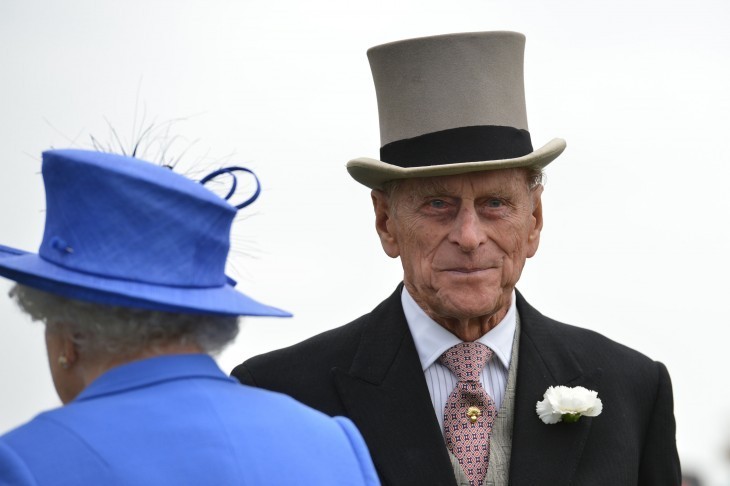 Photo of Prince Philip with a carnation in his buttonhole and a very fine top hat