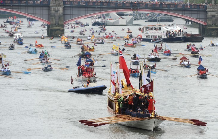 Photo of ships large and small massing along the Thames