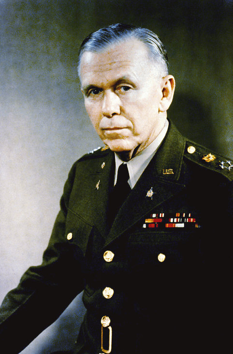 Photo of George C. Marshall with five stars on his shoulder in full military uniform