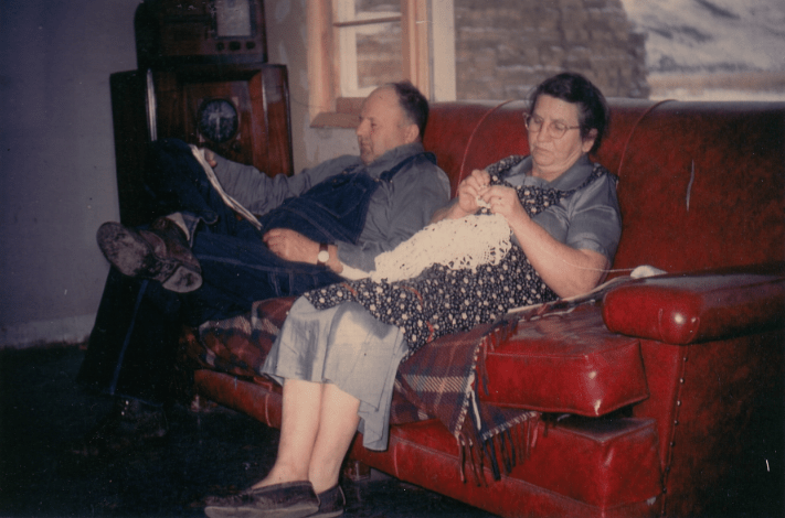 Grandpa and Grandma Courtright at home on the farm in Eastern Oregon