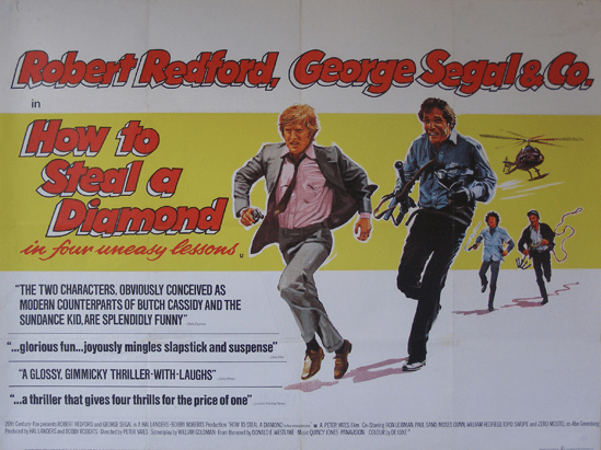 Poster for the movie 'How to Steal a Diamond' with Bobby Redford on the run