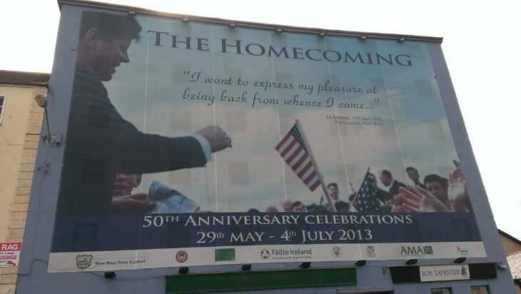 Giant JFK mural in the village of New Ross in County Cork, Ireland