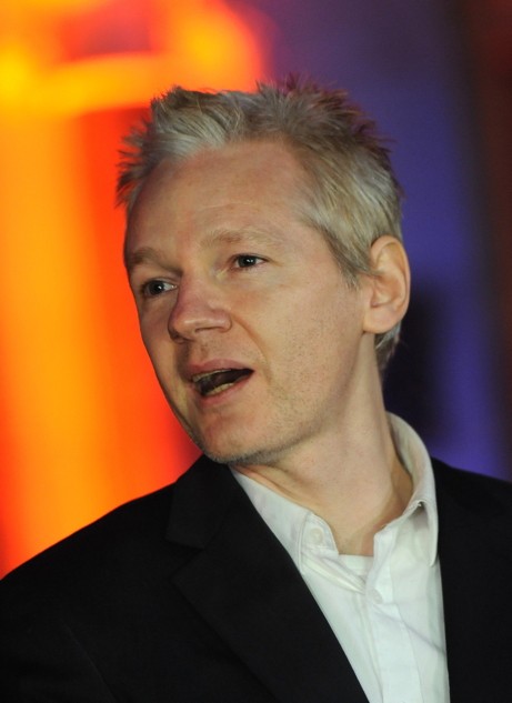 Assange in Decemeber of 2010, photo by Daniel Deme/WENN