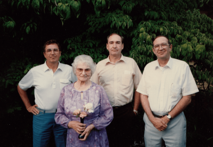 Lillie Holznagel and her boys Bob, Don and Gary