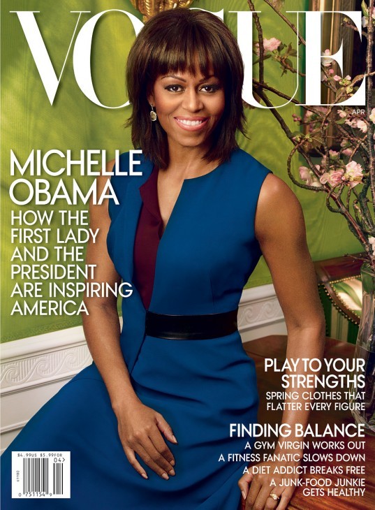 Michelle Obama Vogue cover photo, in blue dress