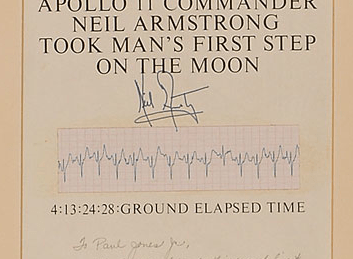 Photo of Neil Armstrong's EKG showing steady jagged beat of heart