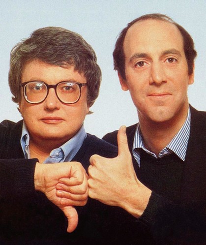Roger Ebert (left) and Gene Siskel and their thumbs.