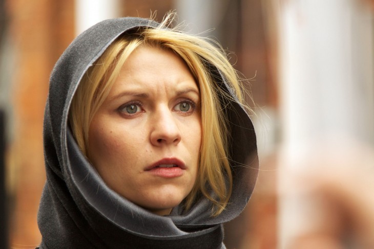 Claire Danes photo in a balaclava type of deal, looking pensive or haunted
