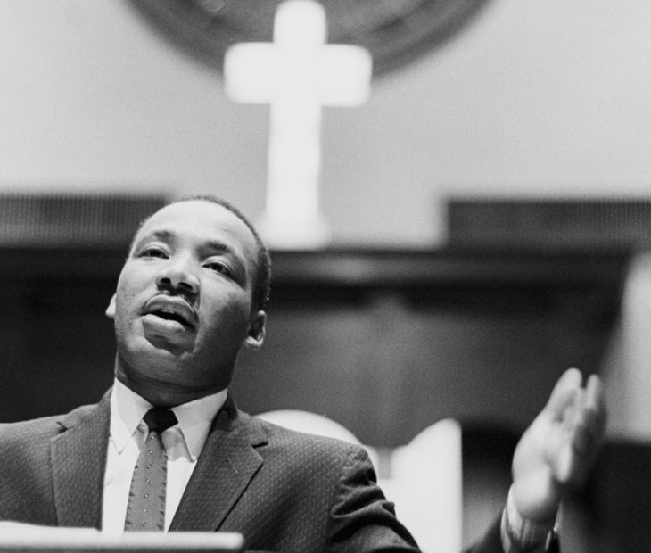 ATLANTA, GA - 1960: Dr. Martin Luther King Jr. preaching from his pulpit circa 1960 at the Ebenezer Baptist Church in Atlanta, Georgia. (Photo by Dozier Mobley/Getty Images)
