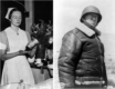 Side-by-side shots of George Patton and Jean Gordon: she in a nurse's outfit, he in a puffy coat and military helmet